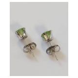 Sterling Silver Stud Earrings with Genuine Stones Set