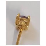 Set of 6 Genuine Stone Stud Earrings 18 KT Gold Over Sterling Silver