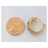 Elegant Ruby & Diamond Earrings 18kt Gold Over Sterling Silver