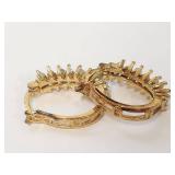 18KT Gold Over Sterling Silver Genuine Emerald Diamond Earrings