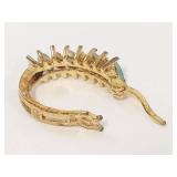 18KT Gold Over Sterling Silver Genuine Emerald Diamond Earrings