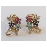 Sterling Creations Genuine Stone Gold Over Sterling Silver Earrings