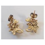 Sterling Creations Genuine Stone Gold Over Sterling Silver Earrings
