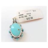 Turquoise Sterling Silver Pendant with Stamped Mark