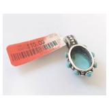 Turquoise Sterling Silver Pendant with Stamped Mark