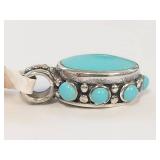 Turquoise Sterling Silver Pendant with Stamped Mark