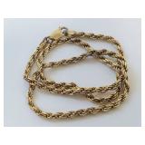 14K Gold Rope Chain Necklace 20 Inches