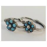 Vintage Silver Earrings with Turquoise Stones