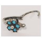 Vintage Silver Earrings with Turquoise Stones