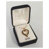 Heart-Shaped Sapphire Pendant Necklace 18KT Gold Over Sterling Silver