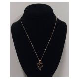 Heart-Shaped Sapphire Pendant Necklace 18KT Gold Over Sterling Silver