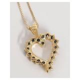 Heart-Shaped Sapphire Pendant Necklace 18KT Gold Over Sterling Silver