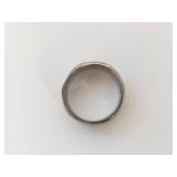 Silver Band Ring with Turquoise and Red Stone Inlay