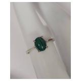 Vintage Silver Ring with Malachite Stone