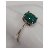 Vintage Silver Ring with Malachite Stone