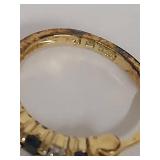 Gold-Tone Sapphire & Diamond Hoop Earrings Sterling Silver