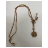 Vintage Gold-Filled Pocket Watch Chain with Engravings