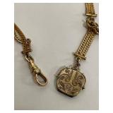 Vintage Gold-Filled Pocket Watch Chain with Engravings