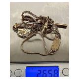 Vintage Gold-Filled Pocket Watch Chain with Engravings