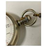 Vintage Sterling Silver Elgin Railroad Pocket Watch with Sterling Silver Chain