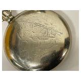 Vintage Sterling Silver Elgin Railroad Pocket Watch with Sterling Silver Chain