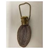 Vintage Brass Mesh Coin Purse with Chain