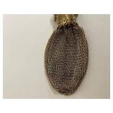 Vintage Brass Mesh Coin Purse with Chain