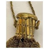 Vintage Brass Mesh Coin Purse with Chain