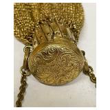 Vintage Brass Mesh Coin Purse with Chain