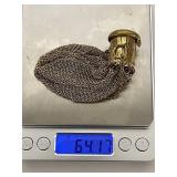 Vintage Brass Mesh Coin Purse with Chain