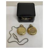 Sheffield Vintage Pocket Watches with Chain and Box Set