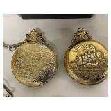 Sheffield Vintage Pocket Watches with Chain and Box Set