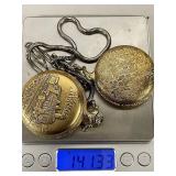 Sheffield Vintage Pocket Watches with Chain and Box Set