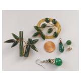 Vintage Jade Jewelry Collection: Earrings, Brooches, Pendants