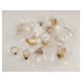 Lot of Gold-Tone Rings with Colored Stones - Assorted Designs