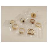 Lot of Gold-Tone Rings with Colored Stones - Assorted Designs