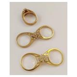 Lot of Gold-Tone Rings with Colored Stones - Assorted Designs