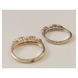 Pair of Sterling Silver Rings with Pearls and Gemstones