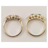 Pair of Sterling Silver Rings with Pearls and Gemstones