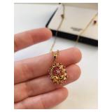 18kt Gold Over Sterling Silver Ruby and Diamond Jewelry Set