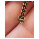 18kt Gold Over Sterling Silver Cross Necklace with Genuine Ruby and Diamond