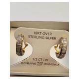 Victoria Townsend 18KT Gold Over Sterling Silver Diamond Hoop Earrings, 1/2 CTW