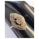 Sterling Silver 925 Vintage Marcasite Art Deco Spinner / Fidget Ring Size 7