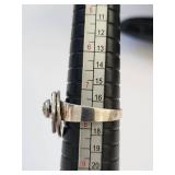 Sterling Silver 925 Geometric Marcasite Spinner / Fidget Ring Size 8