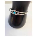 Sterling Silver Cuff Bracelet with Turquoise Stone