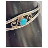Sterling Silver Cuff Bracelet with Turquoise Stone