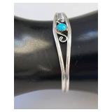 Sterling Silver Cuff Bracelet with Turquoise Stone