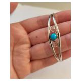 Sterling Silver Cuff Bracelet with Turquoise Stone