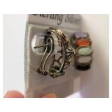 Sterling Silver Dyed Jade Multi-Stone Ring and Earrings Set