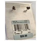 Sterling Creations Gold Over Silver Flower Earrings with Genuine Stones